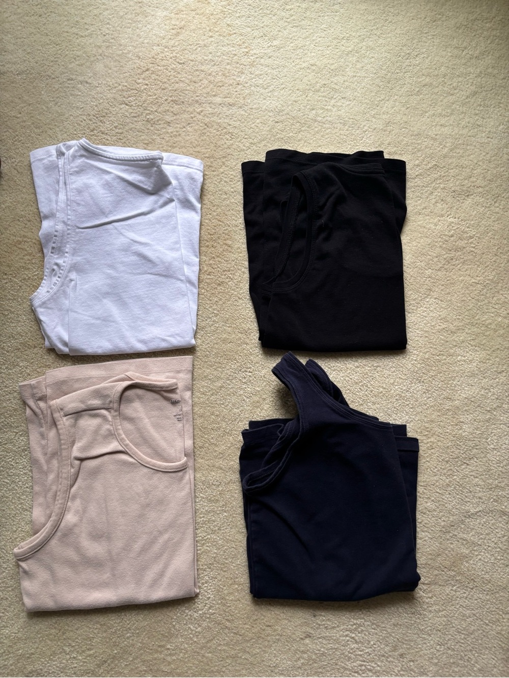 Classic Tank Top Bundle - White, Black, Navy, Beige. 4 tops Size large